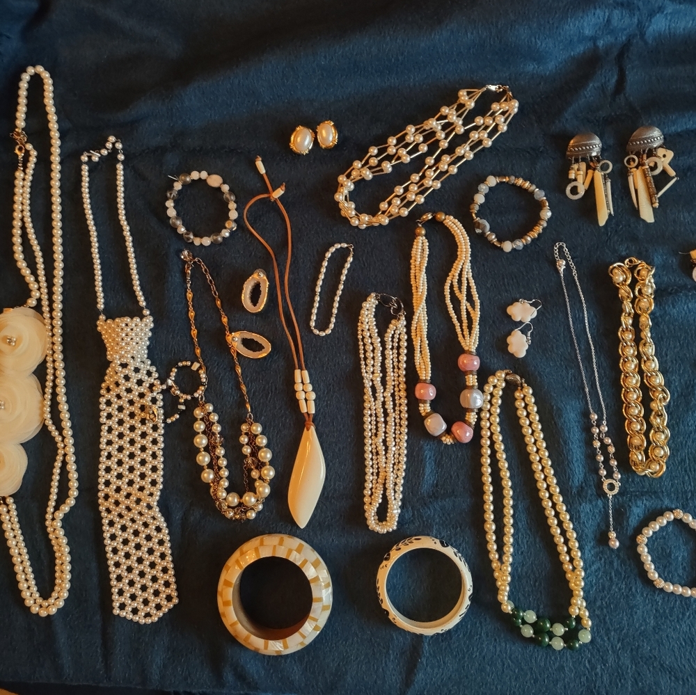 Vintage to Modern Jewelry Bundle - White Themed - 30+ Pieces